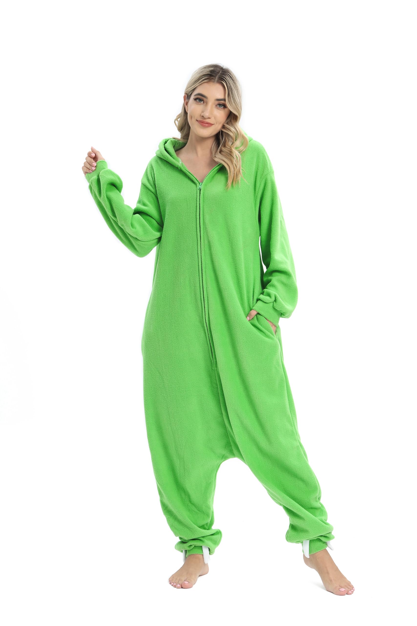 Wishliker Unisex Adult Mike Onesie Pajamas Animal Onesies Women Men Christmas Halloween Cosplay Costume Sleepwear Green - Image 4