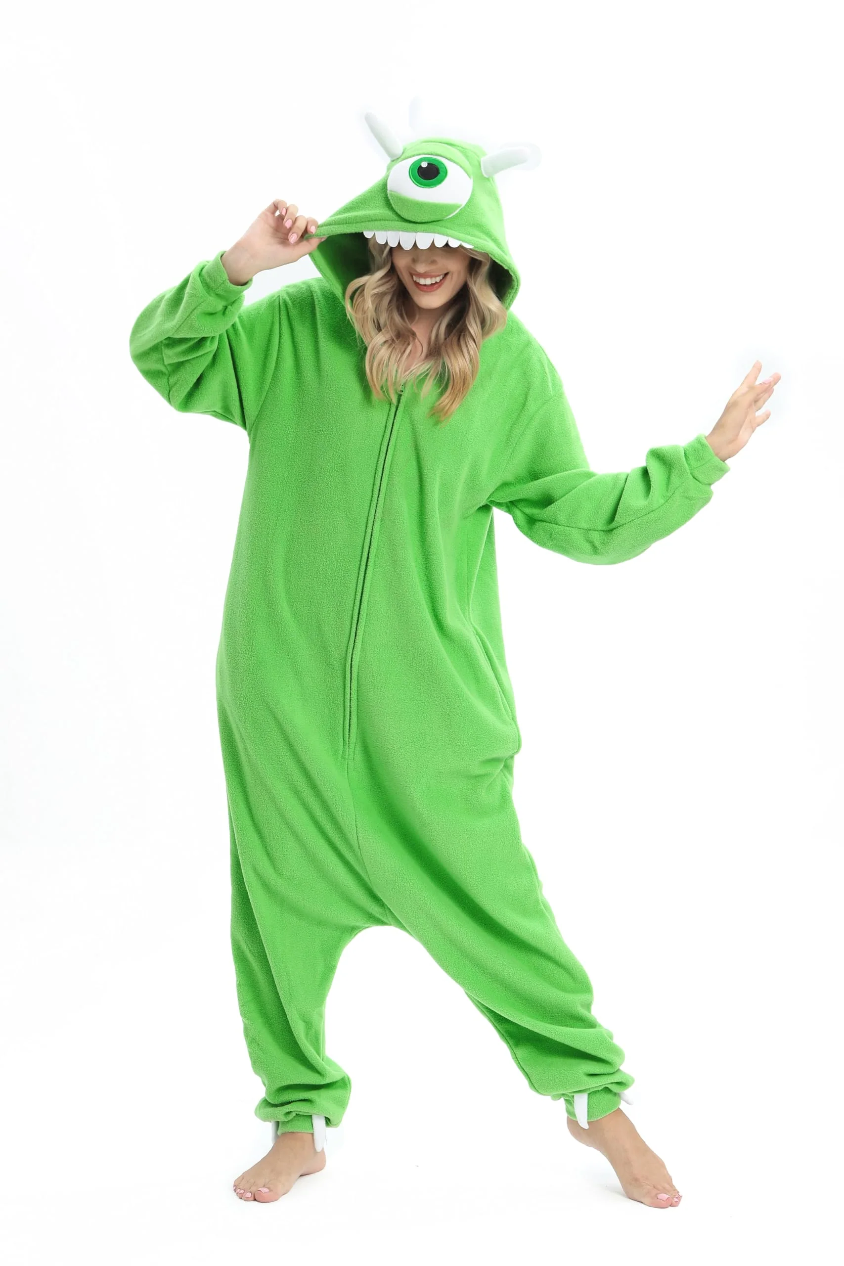 Wishliker Unisex Adult Mike Onesie Pajamas Animal Onesies Women Men Christmas Halloween Cosplay Costume Sleepwear Green - Image 6