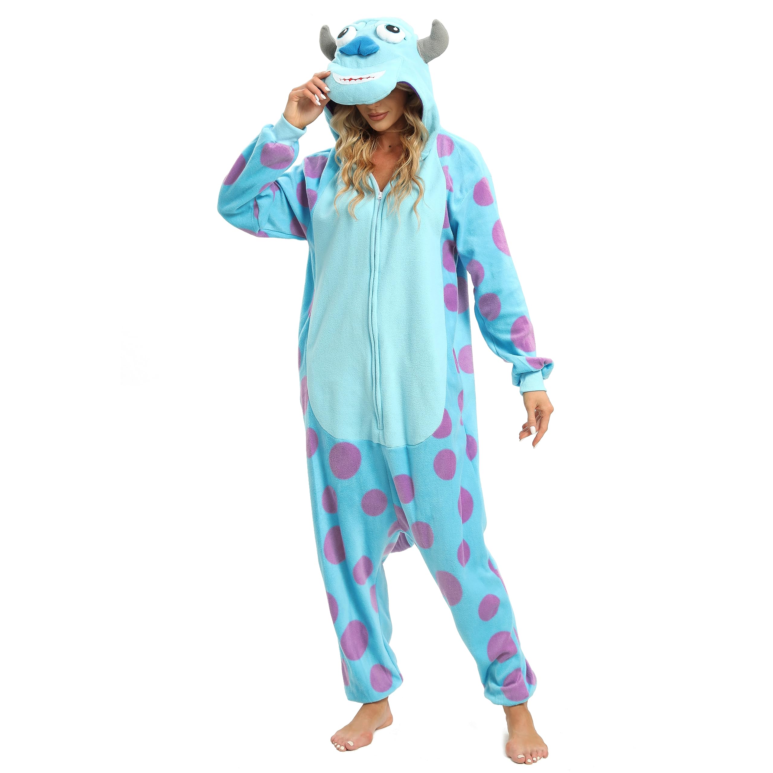 Wishliker Unisex Adult Onesie Sully Costume Halloween Christmas Cosplay Animal Cartoon Pajamas - Image 5