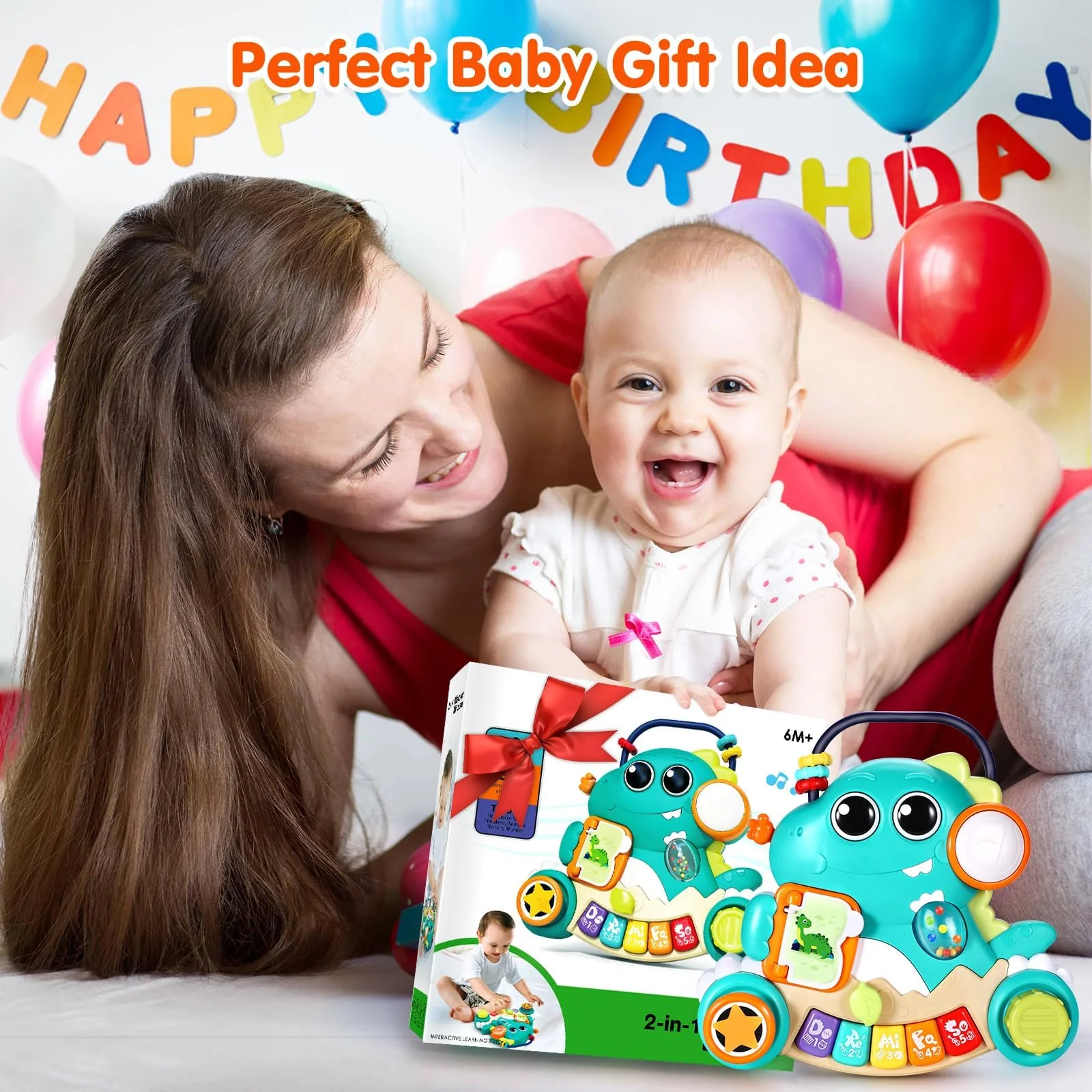WITALENT Baby Toys 6-12 Months Dinosaur Piano Music Light Up Toys for 1 Year Old Boys Girls Infant Toys for 7 8 9 10 12 18 Months Interactive Piano Keyboard Toys Baby Christmas 1st Birthday Gifts - Image 2
