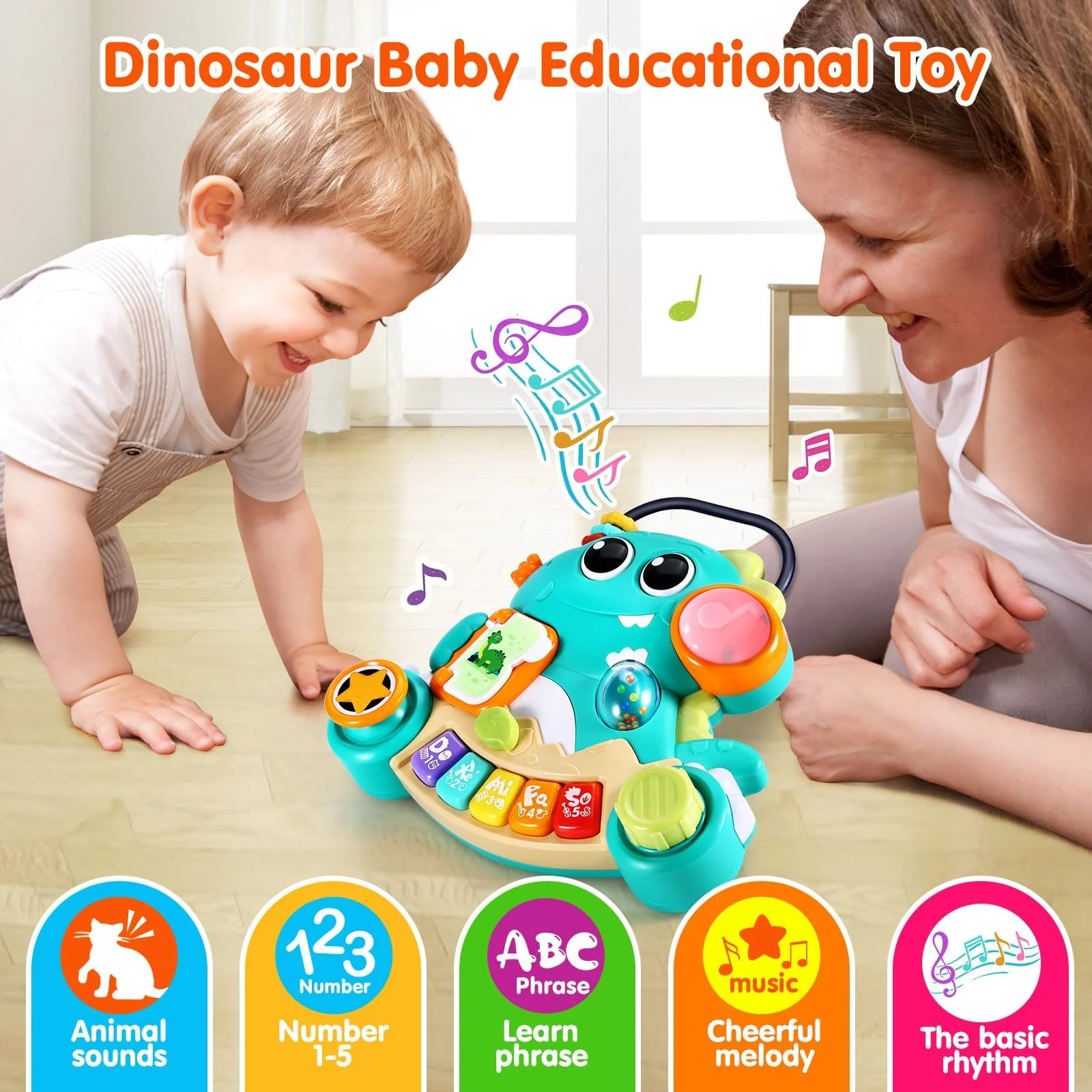 WITALENT Baby Toys 6-12 Months Dinosaur Piano Music Light Up Toys for 1 Year Old Boys Girls Infant Toys for 7 8 9 10 12 18 Months Interactive Piano Keyboard Toys Baby Christmas 1st Birthday Gifts - Image 7