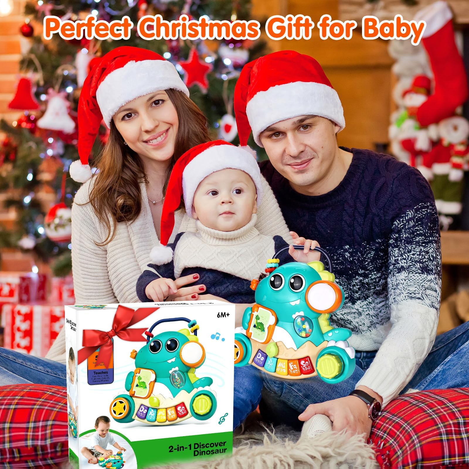 WITALENT Baby Toys 6-12 Months Dinosaur Piano Music Light Up Toys for 1 Year Old Boys Girls Infant Toys for 7 8 9 10 12 18 Months Interactive Piano Keyboard Toys Baby Christmas 1st Birthday Gifts - Image 8