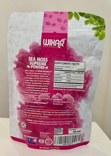 Wixar Wildcrafted Sea Moss Powder – (8 Ounces) – Natural Irish Sea Moss and Bladderwrack with Burdock Powder - Thyroid Support, Healthy Skin, Keto Detox, Joint Support Alkaline Supplements - Image 4