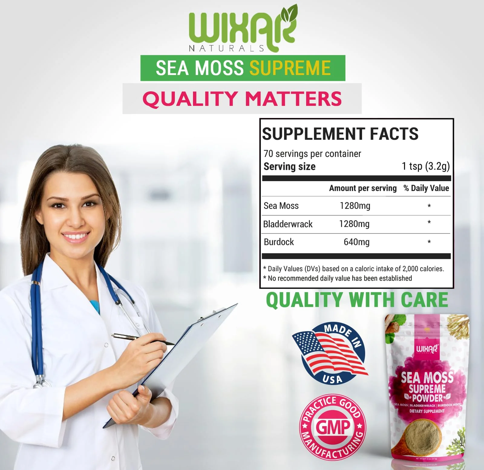 Wixar Wildcrafted Sea Moss Powder – (8 Ounces) – Natural Irish Sea Moss and Bladderwrack with Burdock Powder - Thyroid Support, Healthy Skin, Keto Detox, Joint Support Alkaline Supplements - Image 7