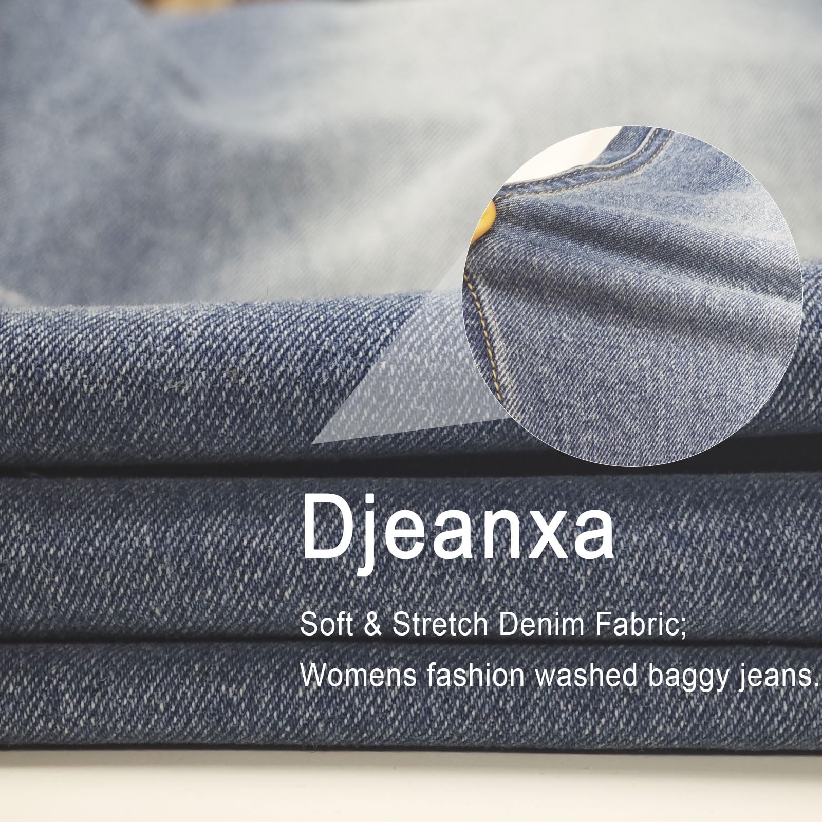 Women's Low Rise Baggy Jeans Washed Straight Wide Leg Denim Pants Casual Loose Boyfriend Jean Streewear Trousers Blue - Image 3