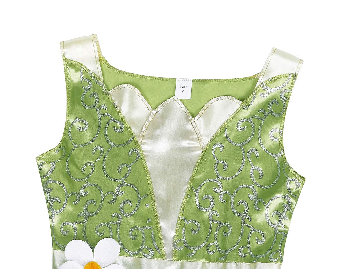 WonderBabe Green Fairy Tale Princess Dress Fancy Birthday Party Dresses Halloween Christmas Party Dress up Role Play Dresses Luxury Outfit Green Size 5T 6T Age 5-6 Years - Image 3