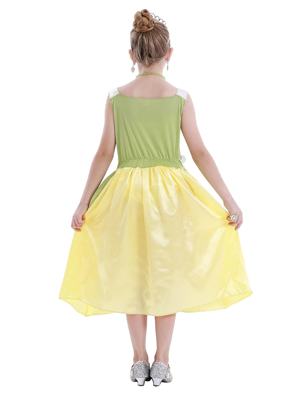WonderBabe Green Fairy Tale Princess Dress Fancy Birthday Party Dresses Halloween Christmas Party Dress up Role Play Dresses Luxury Outfit Green Size 5T 6T Age 5-6 Years - Image 4