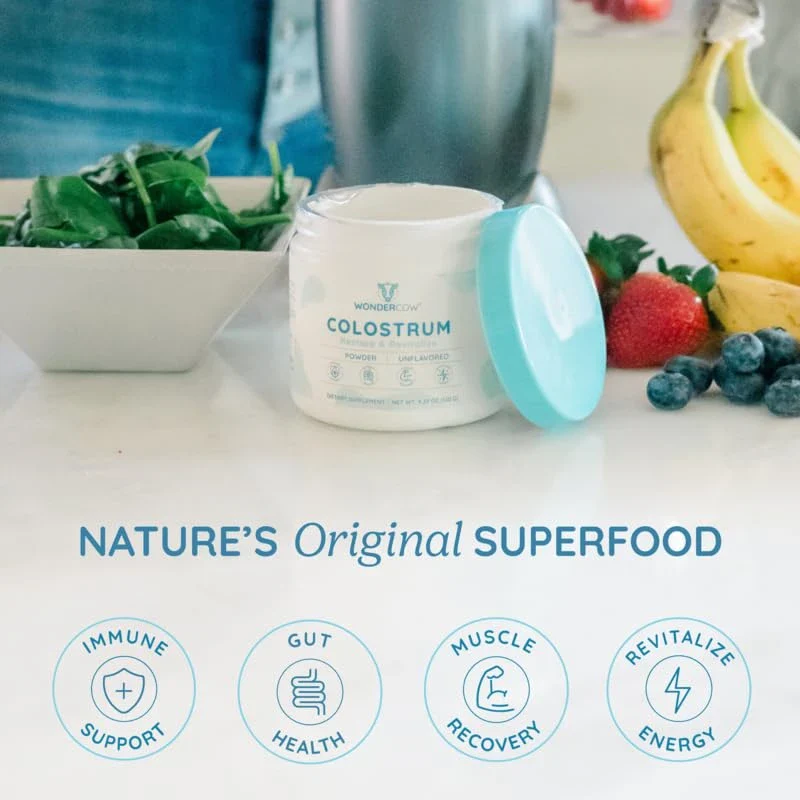 WONDERCOW Pure Bovine Colostrum Supplement Powder for Gut Health, Immune Support, and Muscle Recovery | Natural IgG Superfood, Unflavored, 60 Servings - Image 3