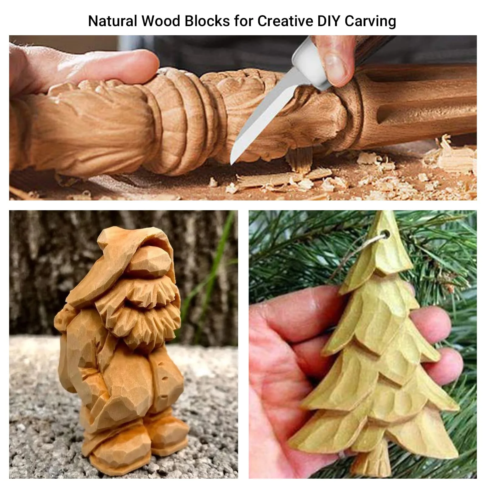 Wood Whittling Kit with Basswood Blocks Sets for Adults and Kids Beginners,Carving Set Includes 3pcs Widdling Knife & 8pcs Blocks & Gloves,Gifts for Christmas,Children's Day,Fathers Day,Mothers Day - Image 3