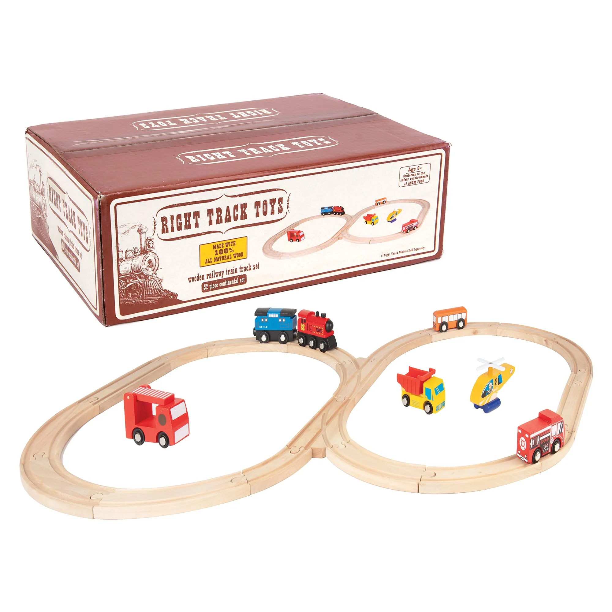 Wooden Train Track 52 Piece Set-18 Feet Of Track Expansion - 5 Distinct Pieces - 100% Compatible with All Major Brands Including Thomas Wooden Railway System: Screen Free Christmas Gift For Toddlers - Image 8
