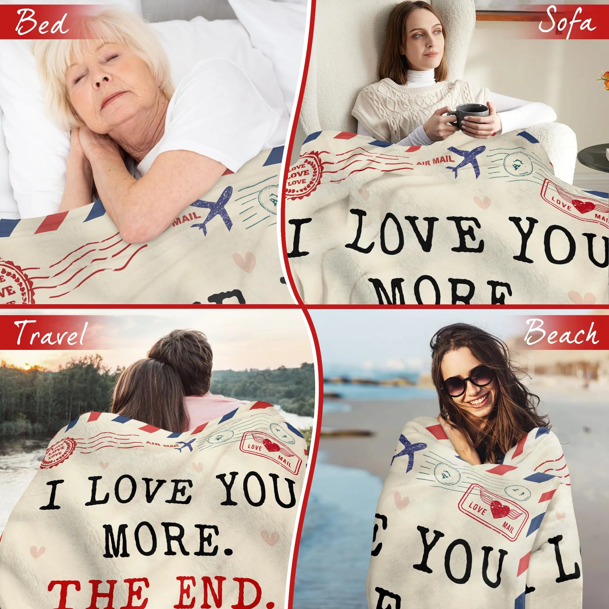 WRAPIX Christmas Anniversary Couple Gifts for Women - I Love You More Soft Fleece Throw Blanket 50x60 in - Birthday Romantic Gifts for Girlfriend Boyfriend Wife Husband, I Love You Gift for Him Her - Image 3