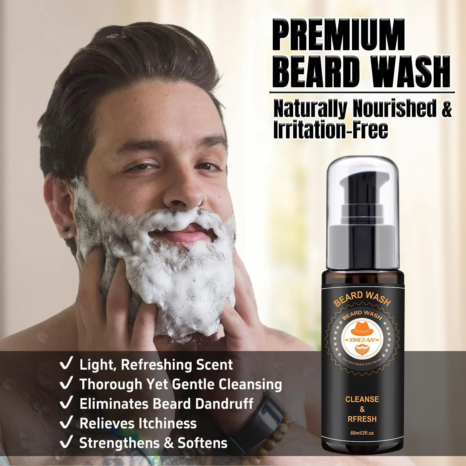 XIKEZAN Beard Kit for Men Grooming & Care w/Beard Conditioner, Wash, Oil, Balm, Brush, Comb,Fathers Birthday Valentines Gifts for Men Him Dad Husband Boyfriend Christmas Stocking Stuffers - Image 7