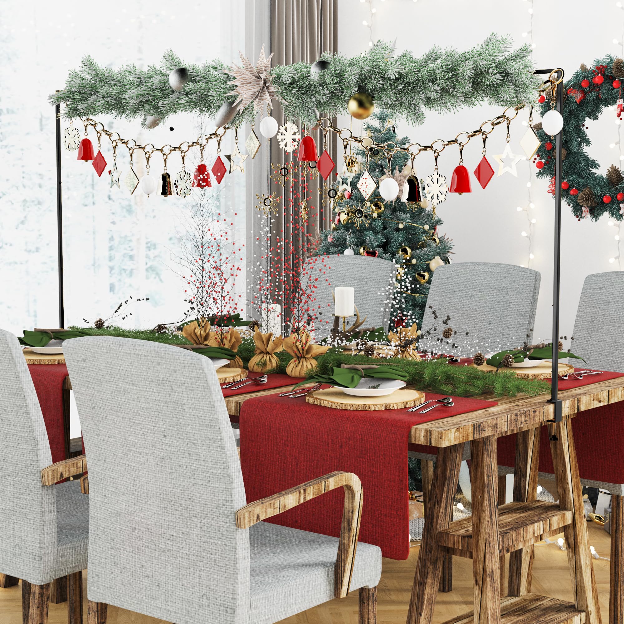 Xiomot Over The Table Rod Stand with Clamps Adjustable 13''-42'' Tall 29"-98" Length Black Table Arch Hanging for Wedding Birthday Party Halloween Christmas - Image 3