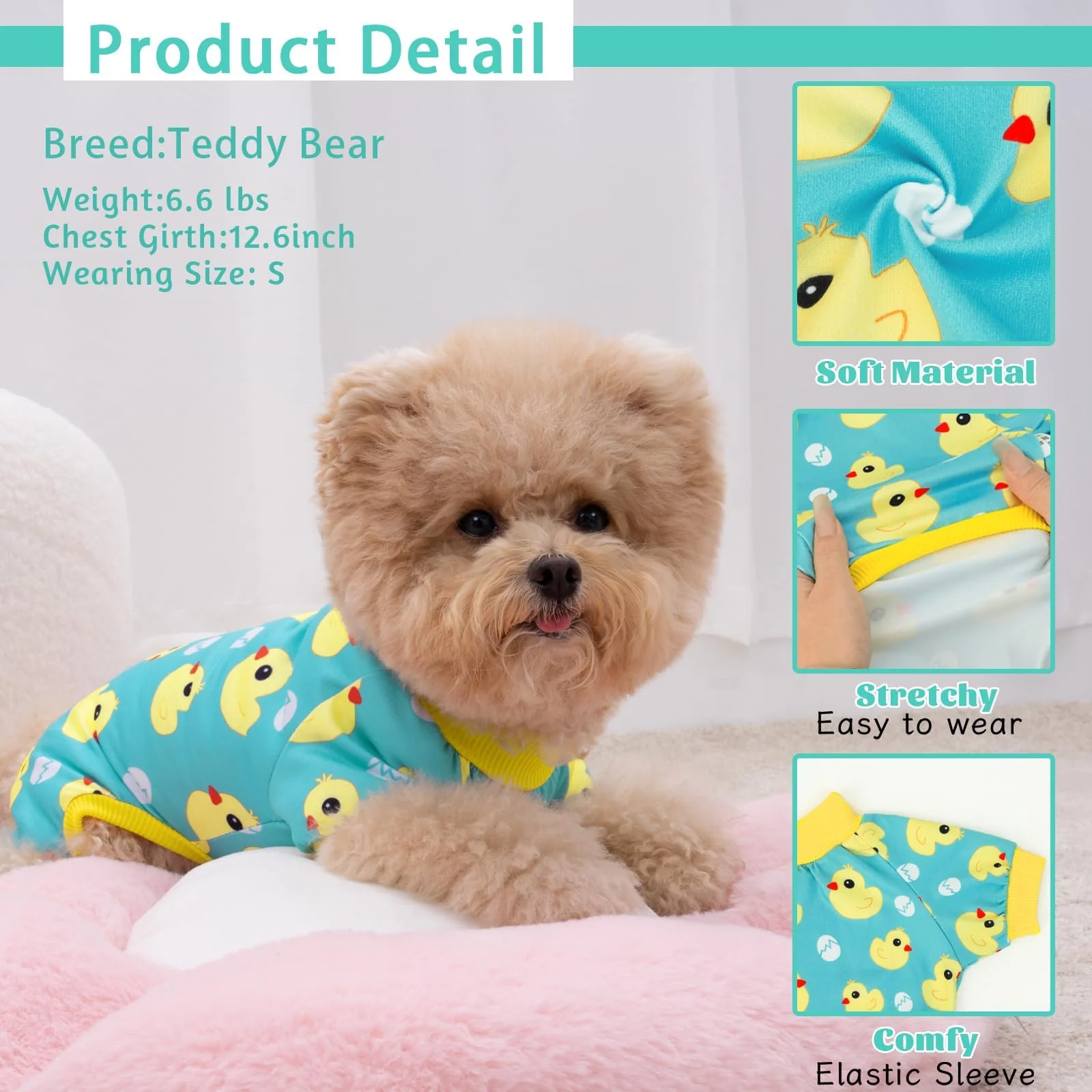 XPUDAC 4 Pieces Dog Pajamas for Small Dogs Pjs Clothes Puppy Onesies Outfits for Doggie Christmas Shirts Sleeper for Pet Cats Jammies-L - Image 6