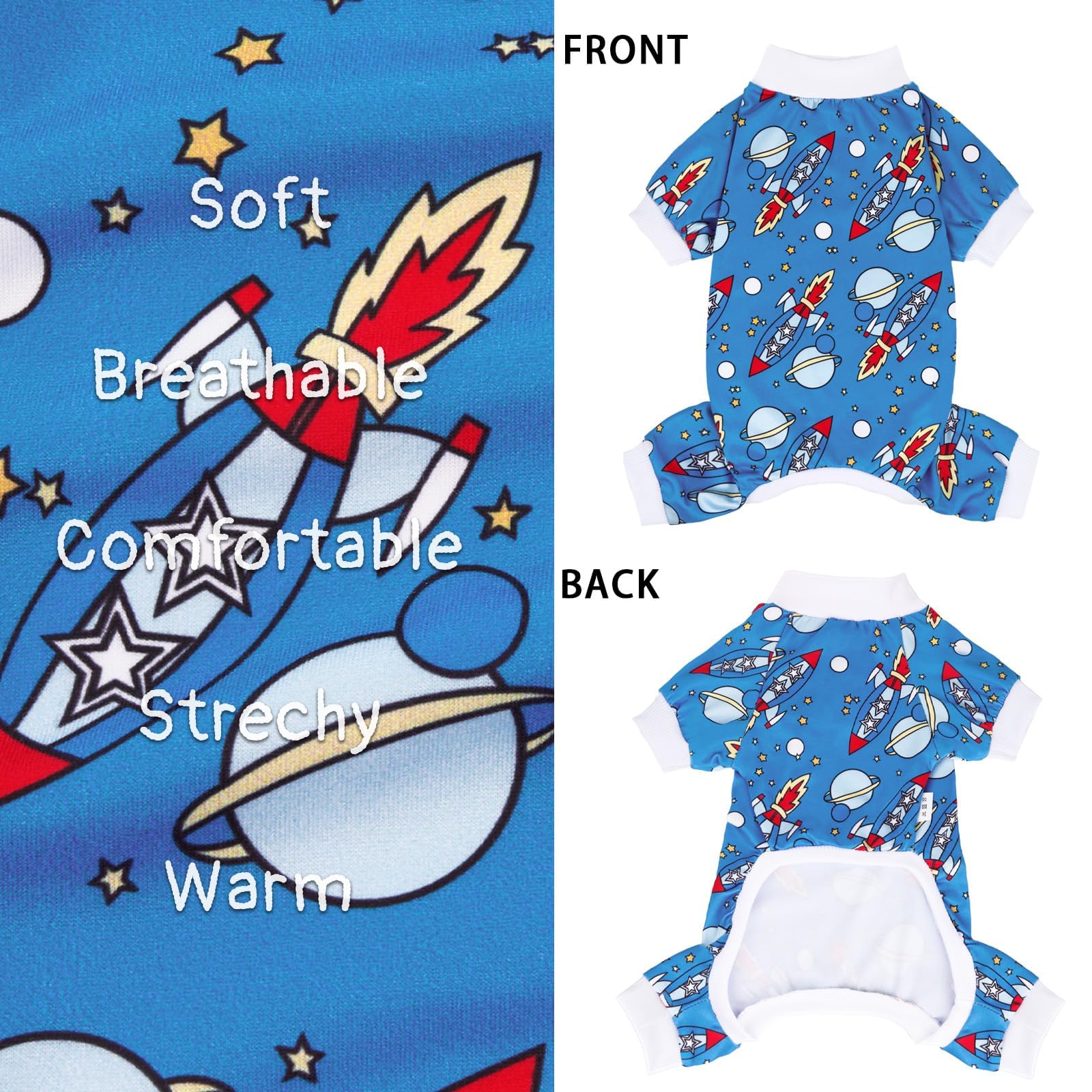 XPUDAC Dog Pajamas Clothes for Small Dogs Boy Girl, Doggie Pjs Puppy Onesies Outfits Pet Clothes for Dog Cat Christmas Pajamas, 4 Styles (Universe, Medium) - Image 2