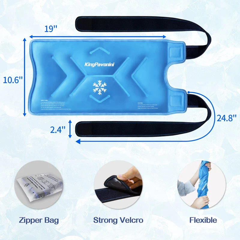 XXL Knee Ice Pack Wrap Around Entire Knee After Surgery, Reusable Gel Ice Pack for Knee Injuries, Large Ice Pack for Pain Relief, Swelling, Knee Surgery, Sports Injuries, 2 Pack (Sky-Blue) - Image 4