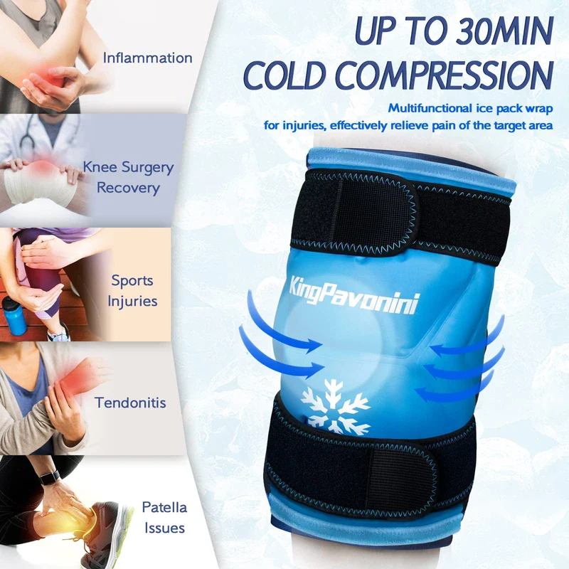 XXL Knee Ice Pack Wrap Around Entire Knee After Surgery, Reusable Gel Ice Pack for Knee Injuries, Large Ice Pack for Pain Relief, Swelling, Knee Surgery, Sports Injuries, 2 Pack (Sky-Blue) - Image 6