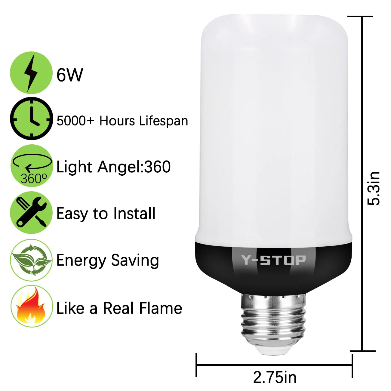 Y- STOP Upgraded LED Flame Light Bulbs, 4 Modes Flickering Light Bulb with Upside Down Effect, E26 Base Flame Bulb for Halloween Lights, Christmas Decorations Outdoor Indoor, Party Decor (4 Pack) - Image 4