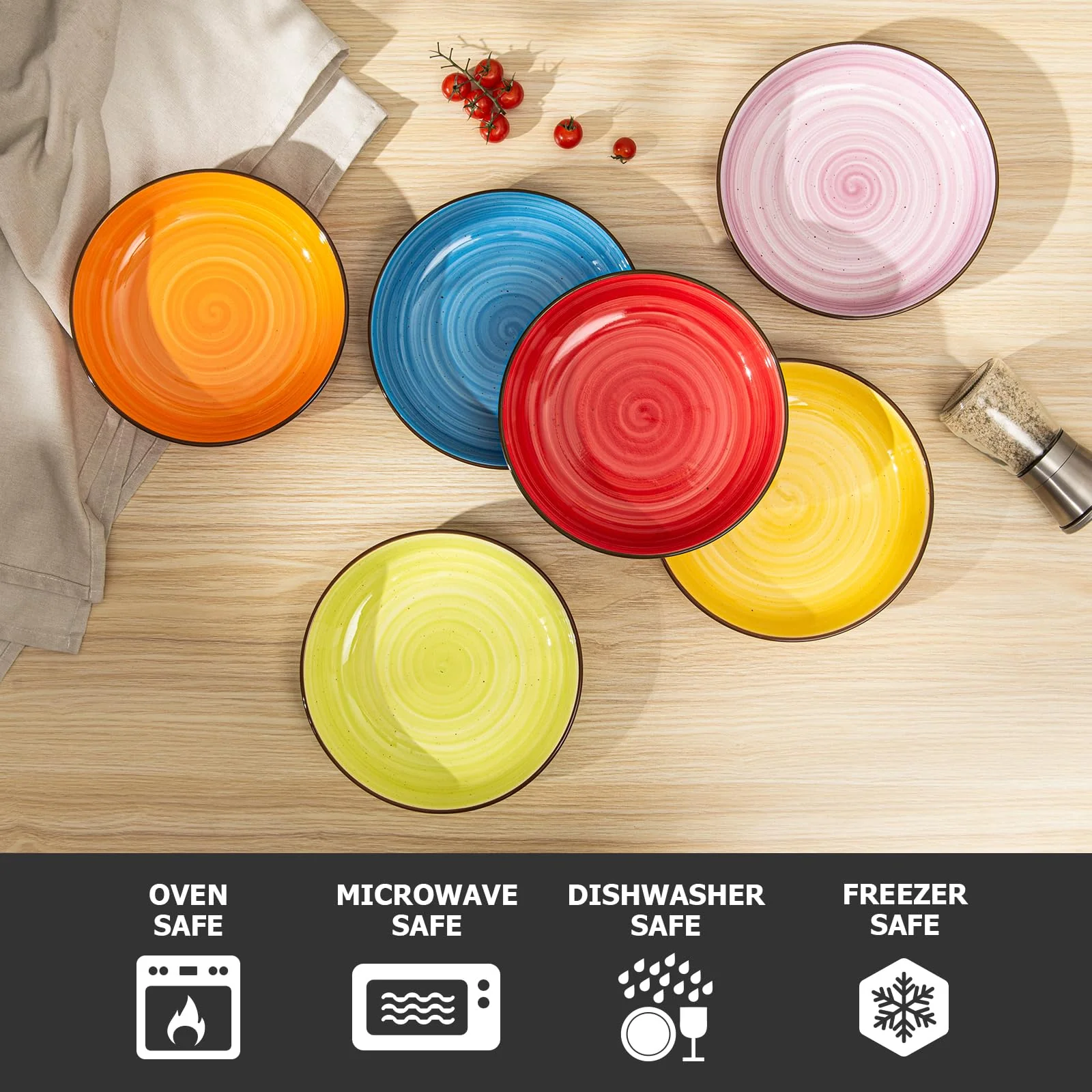 Y YHY Pasta Bowls Set of 6, 30 oz Ceramic Shallow Bowls, Serving Bowls Pasta Plates and Salad Bowls, Microwave & Dishwasher Safe Soup Bowls, Assorted Colors Christmas Day Gift - Image 4