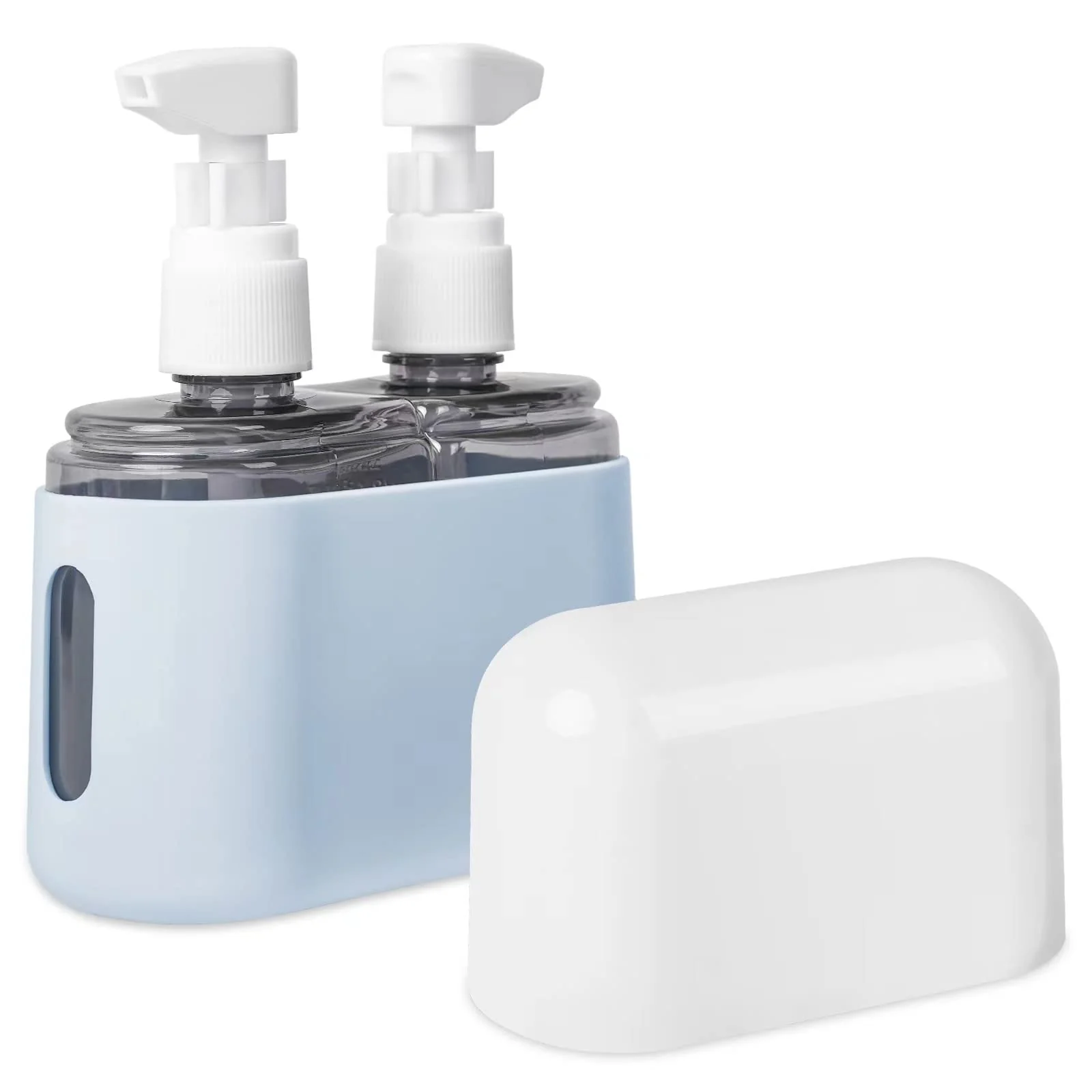 Yamadura Travel bottles for Toiletries, TSA Approved Travel Containers, Refillable, Portable, Spray Bottles and Pump Bottles with Labels for Creams, Perfumes and Shampoos (Blue)