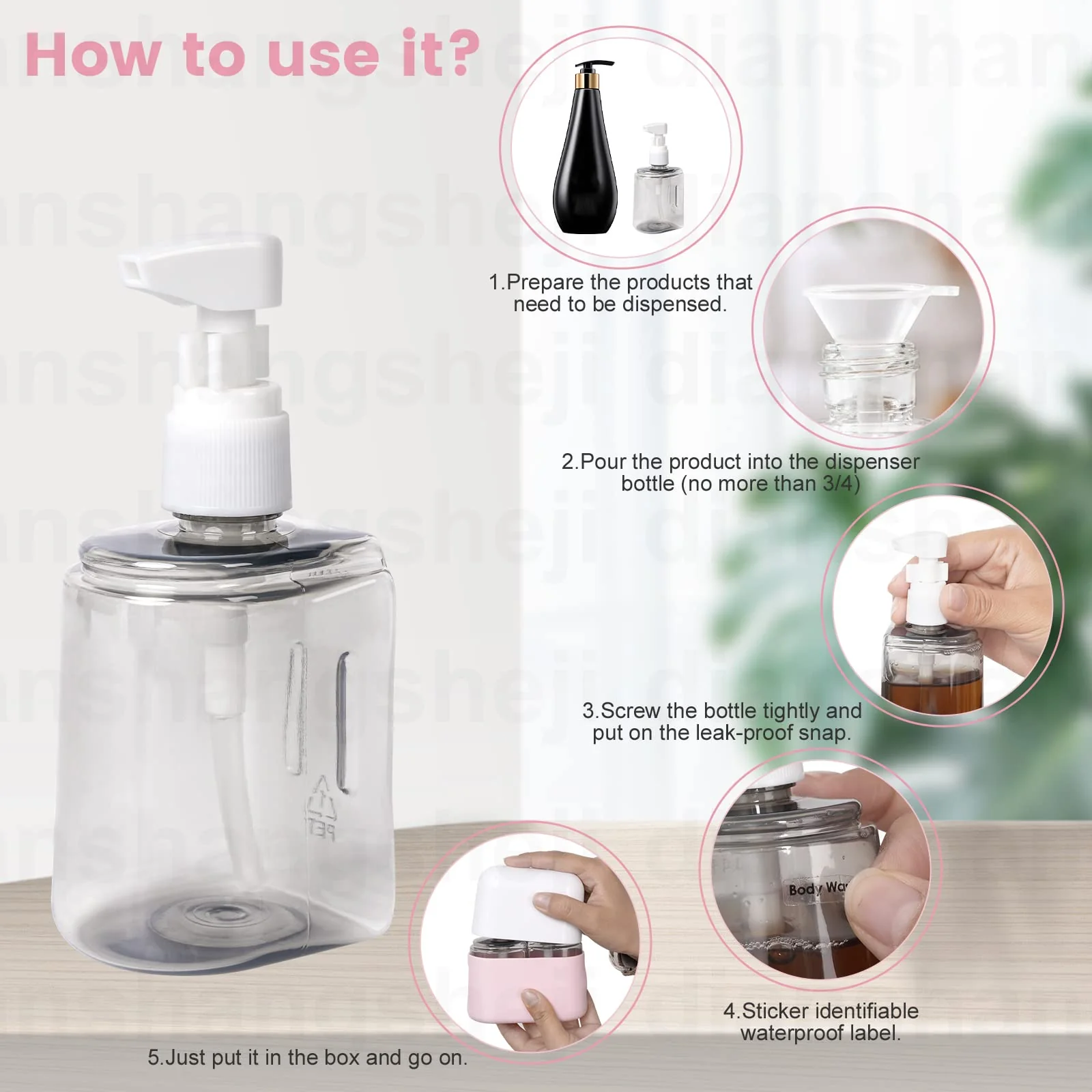 Yamadura Travel bottles for Toiletries, TSA Approved Travel Containers, Refillable, Portable, Spray Bottles and Pump Bottles with Labels for Creams, Perfumes and Shampoos (Pink) - Image 3