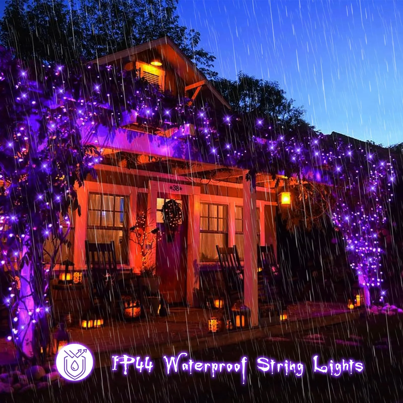 YEGUO Halloween Lights Battery Operated, 2 Pack Each 33ft 100 LED Purple String Lights Outdoor Waterproof, Green Wire Fairy Christmas Light Indoor with Remote - Image 4