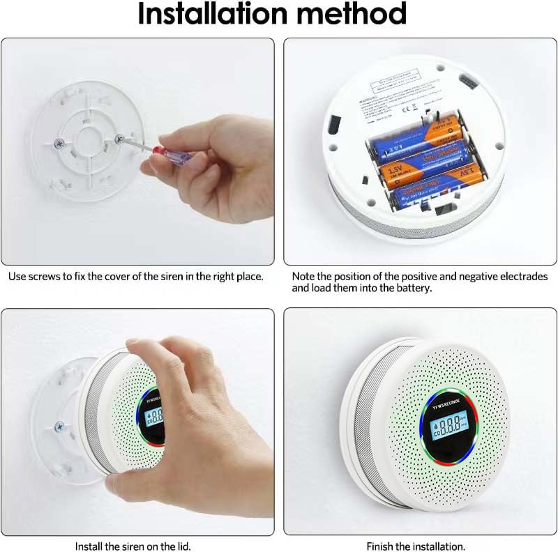 Yfwsrecinoe 3 Pack Upgraded Combination Smoke and Carbon Monoxide Alarm Detector, Dual Sensor Smoke Alarm&Carbon Monoxide Detector (Includes Battery) - Image 2