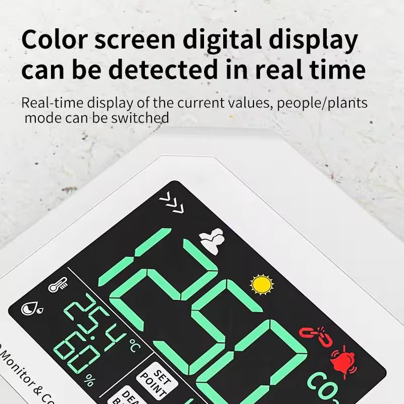 YFYIQI Fixed CO2 Controller Carbon Dioxide Controller with Two Mode Charactor Mode Plant Mode CO2 Measurement Range 0-9999ppm CO2 Display Resolution 1ppm External Sensor Digital Color Screen Display - Image 3