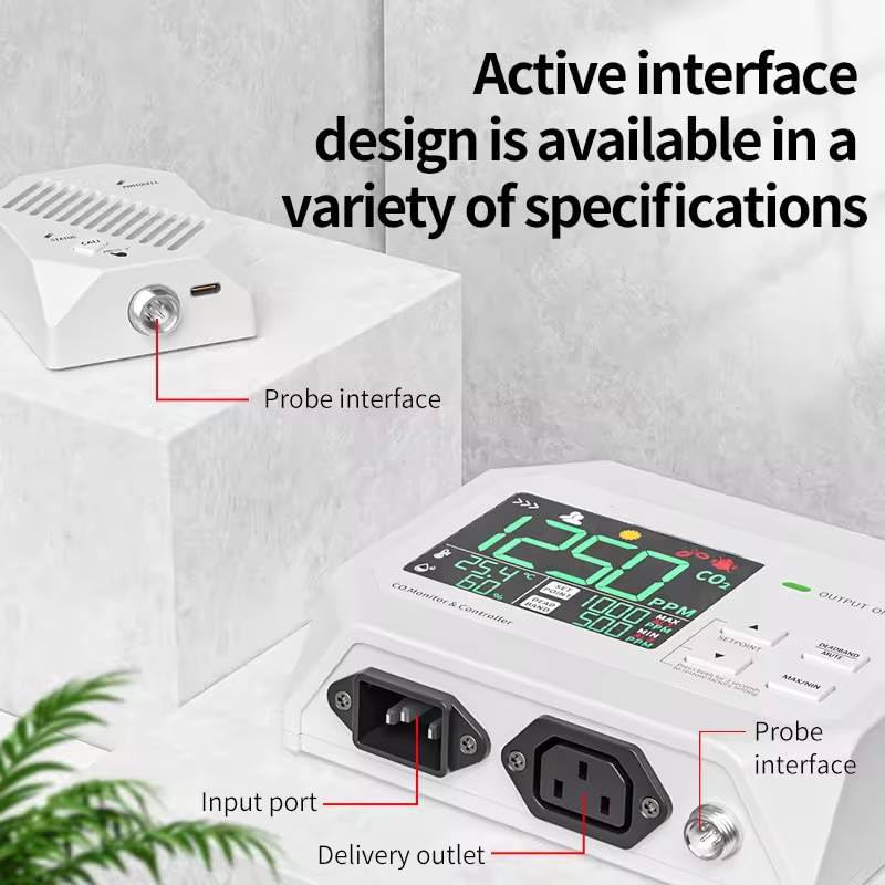 YFYIQI Fixed CO2 Controller Carbon Dioxide Controller with Two Mode Charactor Mode Plant Mode CO2 Measurement Range 0-9999ppm CO2 Display Resolution 1ppm External Sensor Digital Color Screen Display - Image 4