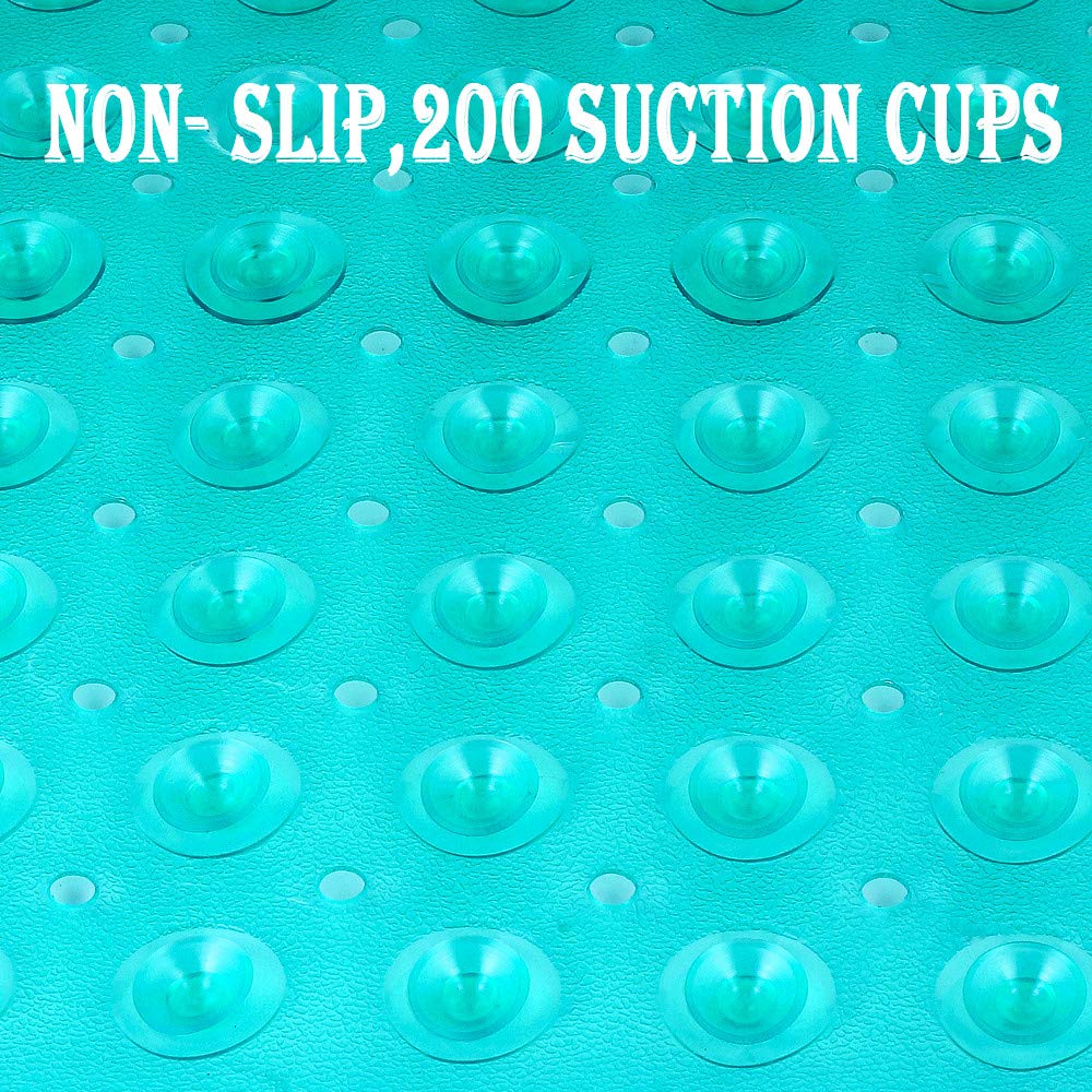 YINENN Bath and Shower Safety Mats 40x16 inch, Non Slip with Suction Cups for Bathroom Stall and Tub Floor, Extra Large and Machine Washable, Drain Holes Keep Bathtub Clean, Green - Image 4