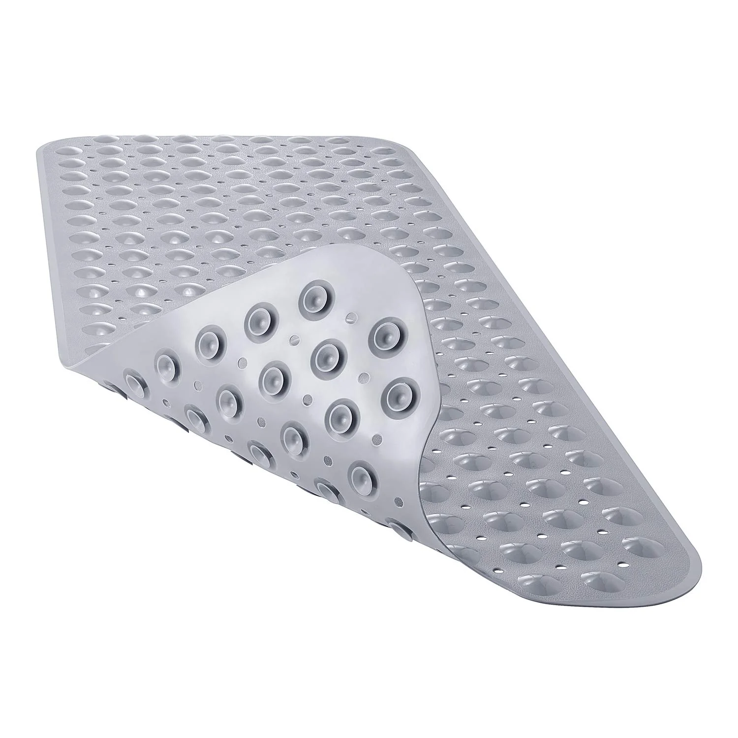 YINENN Bath and Shower Safety Mats 40x16 inch, Non Slip with Suction Cups for Bathroom Stall and Tub Floor, Extra Large and Machine Washable, Drain Holes Keep Bathtub Clean, Grey