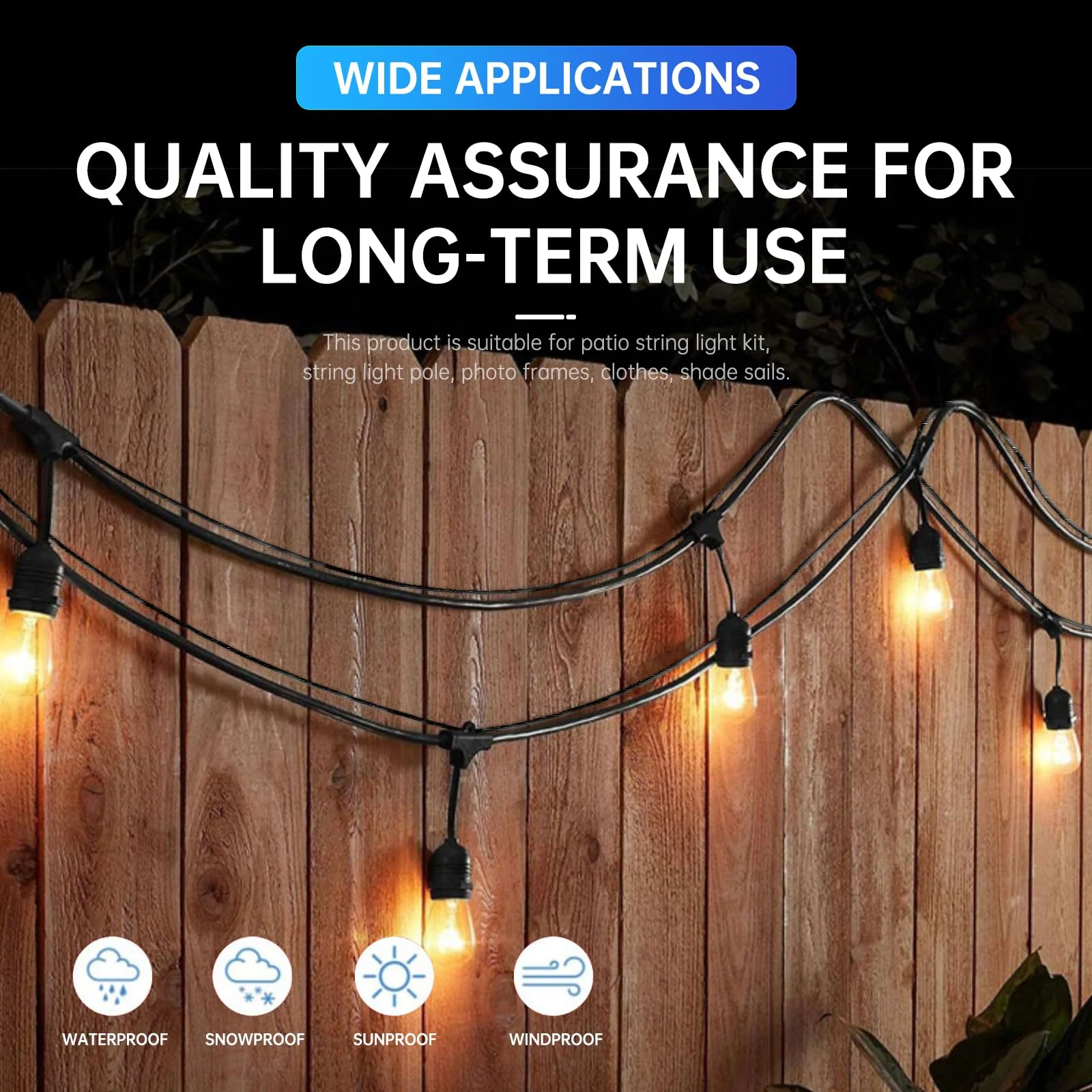 YingYa BIS 246FT Black Vinyl Coated 304 Stainless Steel Wire Rope Cable Kit – Heavy Duty Outdoor String Light Hanging Guide Wire with M5 Turnbuckle for Patio, Garden, Christmas Lights - Image 3