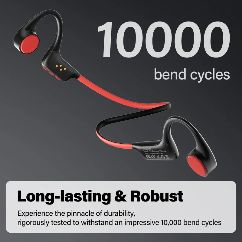 Yistao Bone Conduction Headphones, Open Ear Headphones Wireless Earphones, 32GB MP3, 8 Hours Playtime, Bluetooth 5.3, IP68 Waterproof Headphones for Running and Fitness Workout - Red - Image 6