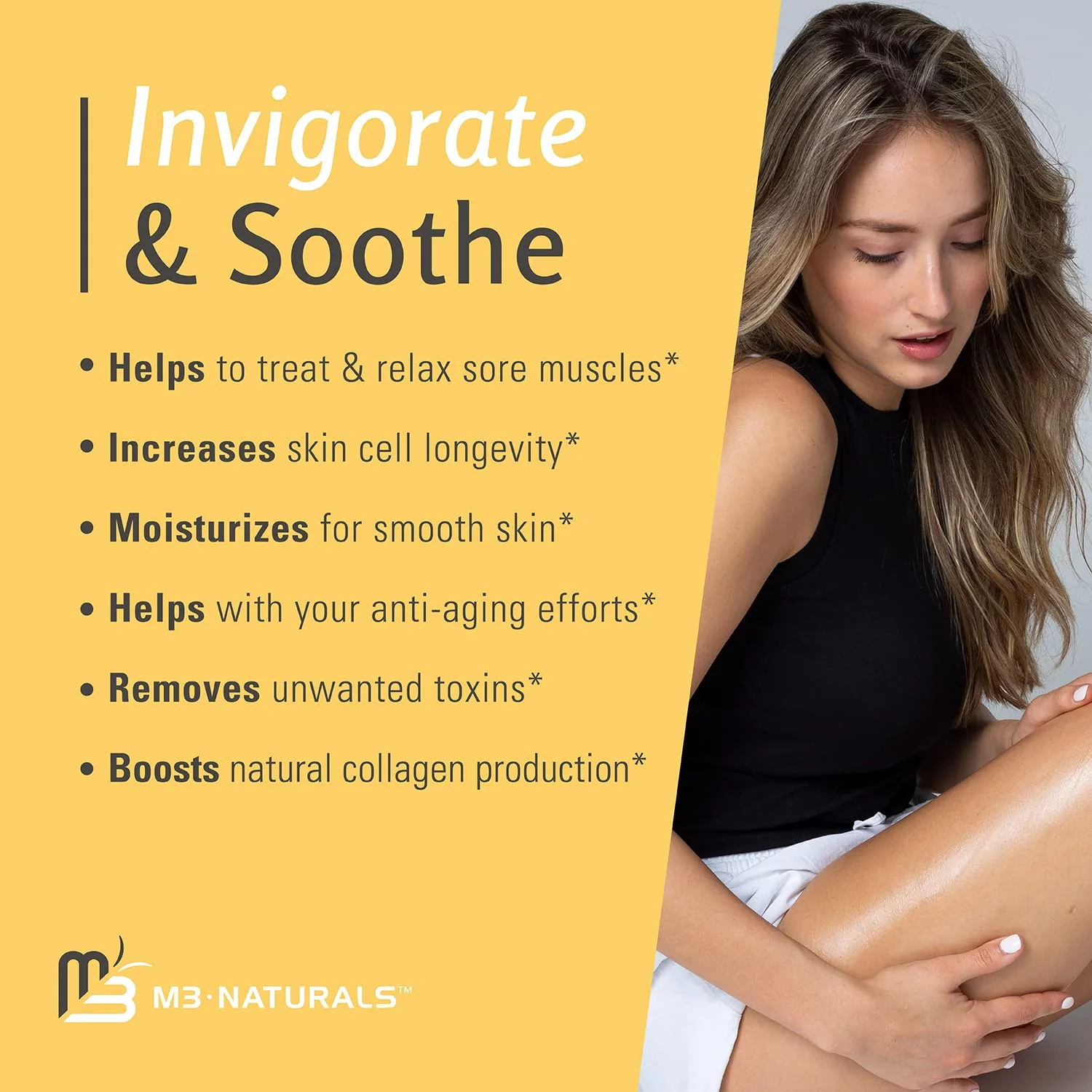 Ylang Ylang + Ginger Lymphatic Drainage Massage Oil – with Collagen & Stem Cells for Circulation, Detox & Cellulite Removal – Body Oil for Muscle Relief, Skin Firming & Relaxation – 8oz by M3 Naturals - Image 3