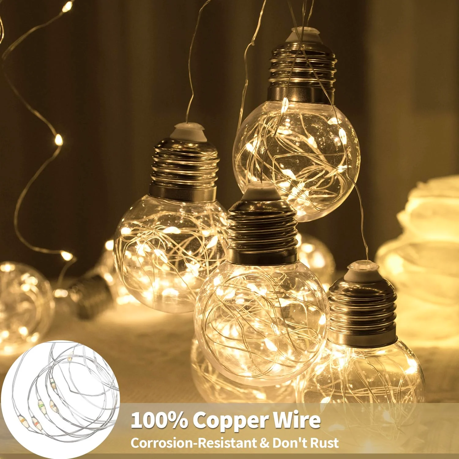 YOLIGHT Wishing Ball Curtain Lights 200 LED Window Curtain String Lights with Remote, USB Battery Powered Twinkle Globe Fairy Lights for Wedding Party Bedroom Christmas Decoration (Warm White) - Image 4