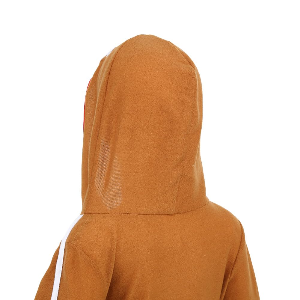 yolsun Children Gingerbread Man Costume Christmas Outfit Funny Cosplay Hooded Clothes(8-9 Years,Brown) - Image 2