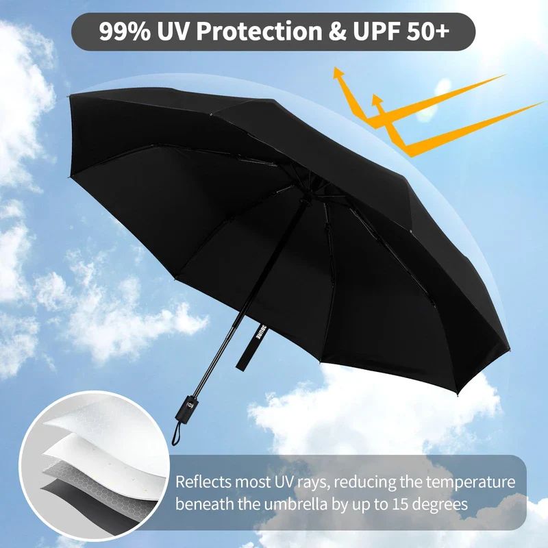 Yoobure Windproof Travel Umbrella, Automatic Umbrellas for Rain, Portable & Compact Umbrella for Backpack, Sun Umbrella for Walking, Folding Small Umbrella for Car, Lightweight Strong UV Protection - Image 5