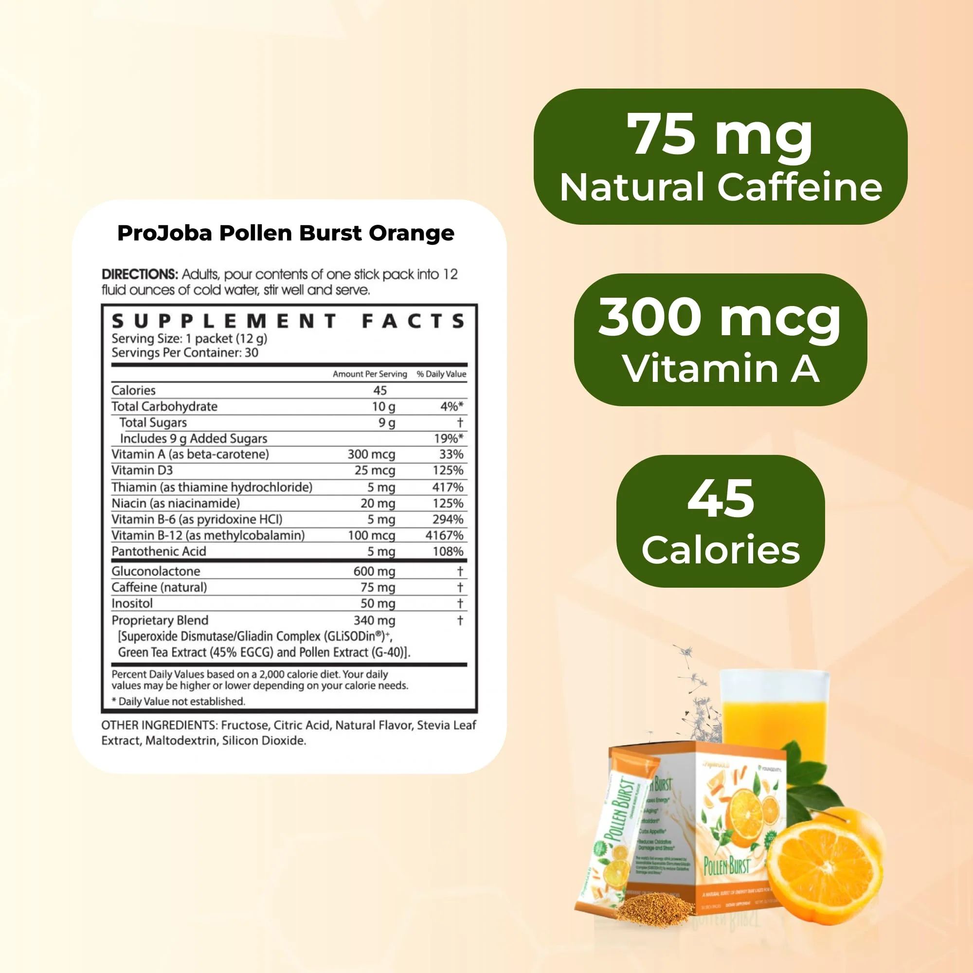 Youngevity ProJoba Pollen Burst™ - Clean Natural Energy Supplement w/Green Tea, Pollen Extract, GliSODin® - Increase Focus, Brain Boost, Endurance, Mental Clarity (30 Sticks) - Image 6