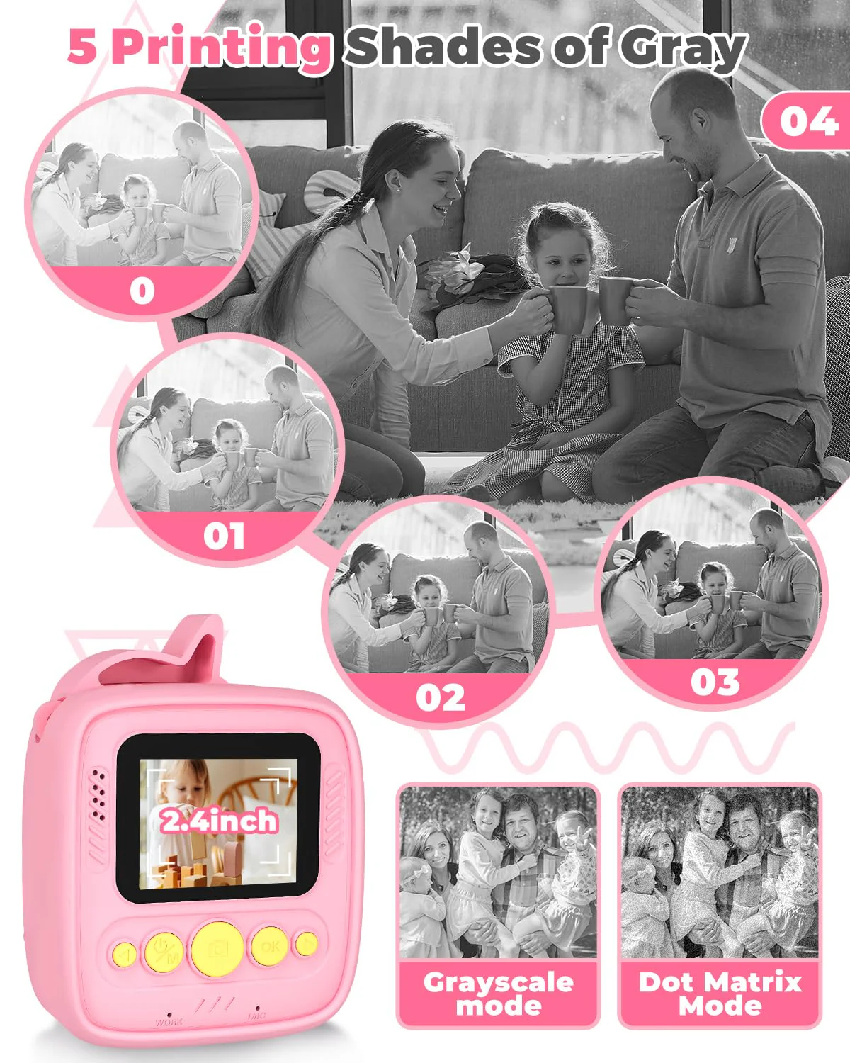 YTETCN Instant Print Camera for Kids 3-12 Years - Kids Camera with 32G SD Card & 3 Rolls Paper, 48MP Photo & 1080P Video, Christmas Birthday Gifts for Toddler Girls Boys - Image 4