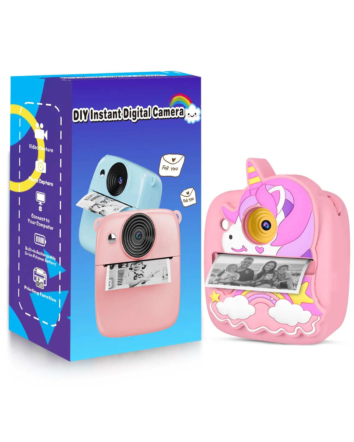 YTETCN Instant Print Camera for Kids 3-12 Years - Kids Camera with 32G SD Card & 3 Rolls Paper, 48MP Photo & 1080P Video, Christmas Birthday Gifts for Toddler Girls Boys - Image 8