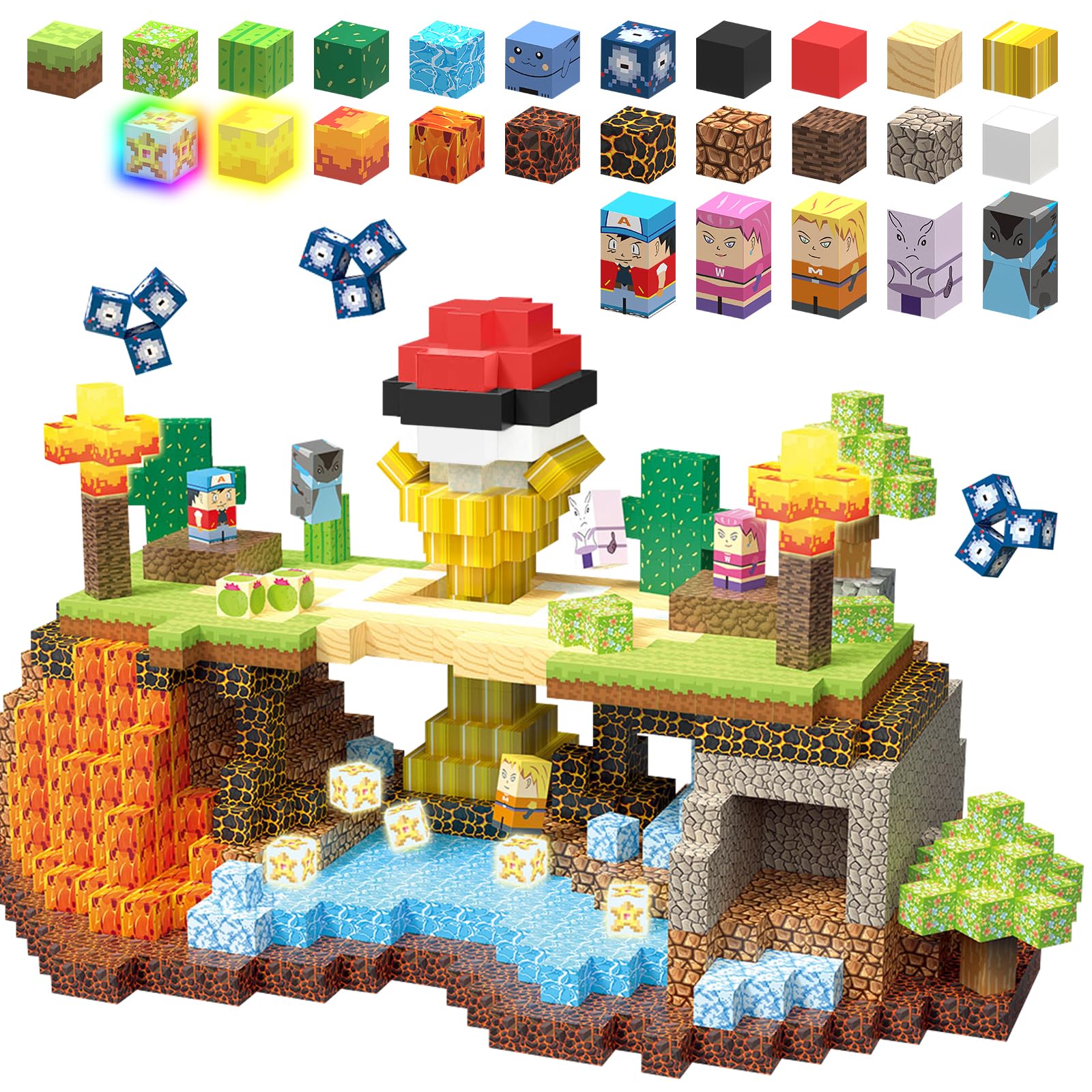 YUNGOWN 200PCS Magnetic Blocks Building Toys Set, Light Up Build 3D Magnetic Building Blocks for Kids Boys Girls Ages 3+, Magnet Cubes STEM Sensory Christmas Birthday Gift Construction Toys