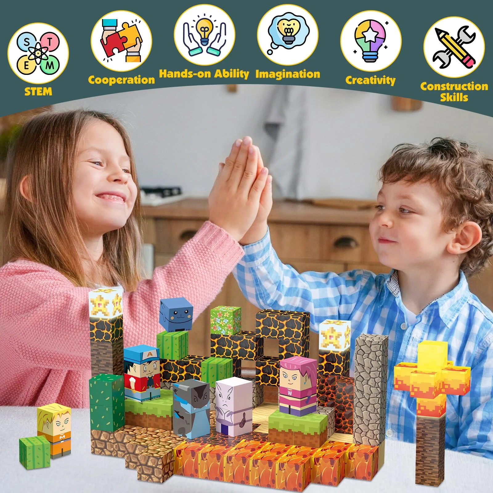 YUNGOWN 200PCS Magnetic Blocks Building Toys Set, Light Up Build 3D Magnetic Building Blocks for Kids Boys Girls Ages 3+, Magnet Cubes STEM Sensory Christmas Birthday Gift Construction Toys - Image 6