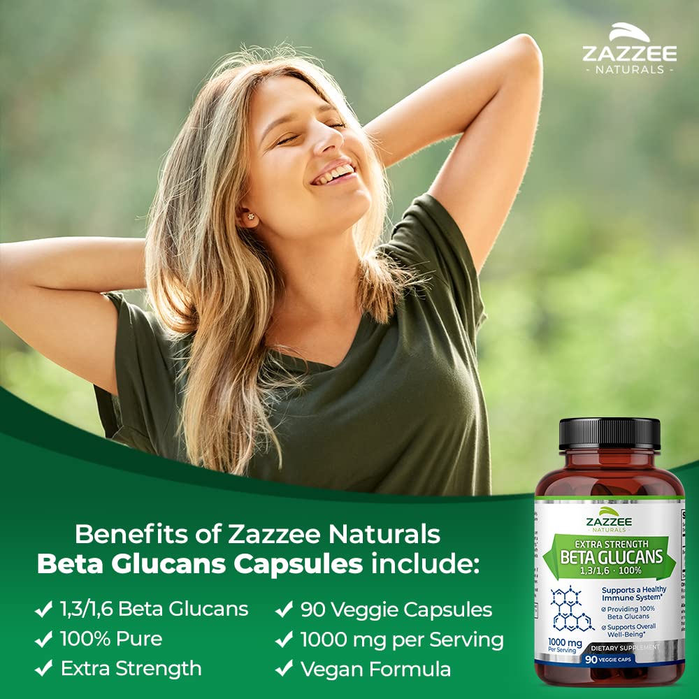 Zazzee Extra Strength 1,3/1,6 Beta Glucans, 1000 mg, 100% Concentrated, 90 Vegan Capsules, Supports a Healthy Immune System, 100% Vegetarian, All-Natural and Non-GMO - Image 8