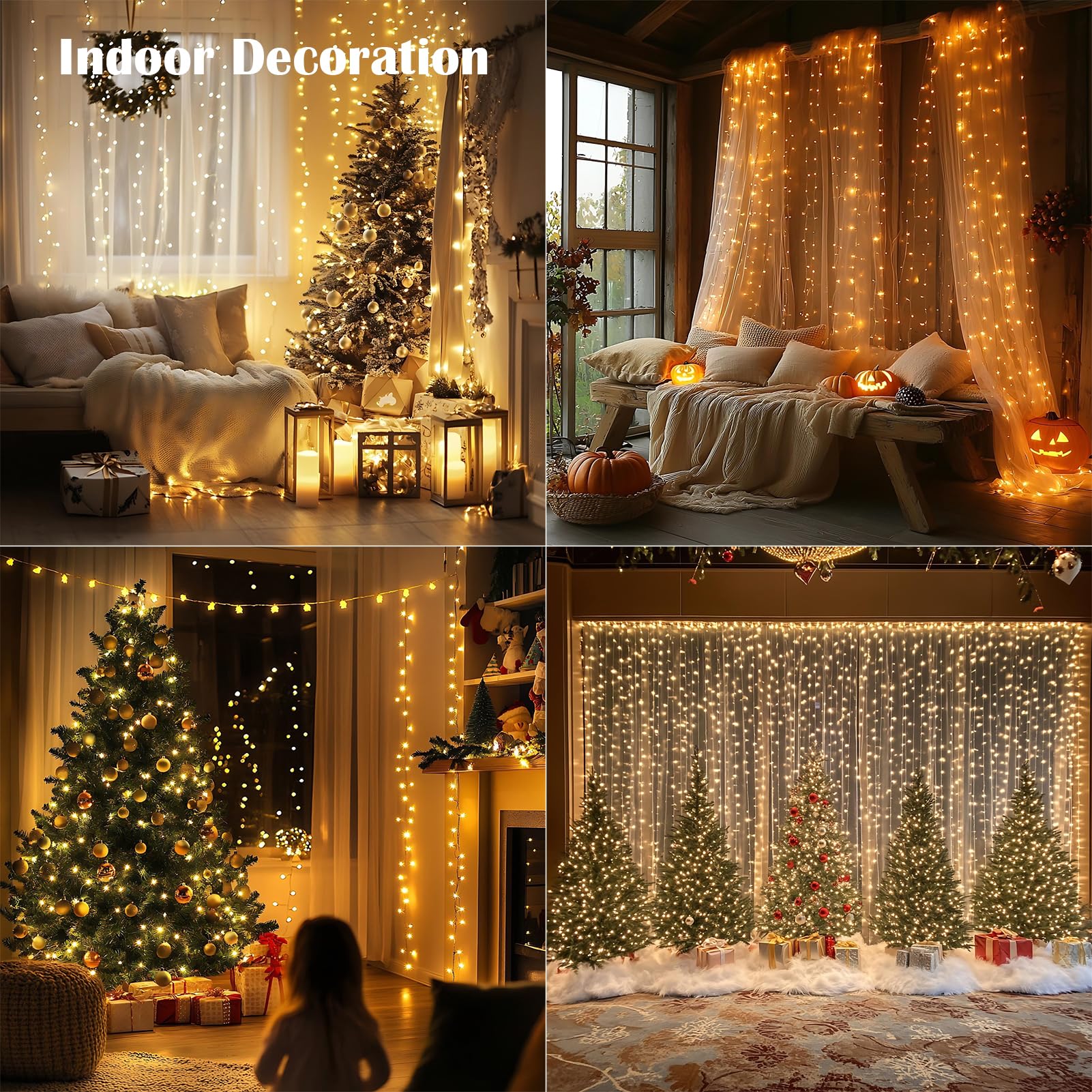 ZELUXDOT Fairy Lights Plug in,200FT 600LEDs Waterproof Led String Lights,8 Modes Remote Twinkle Light for Outdoor Indoor Christmas Wedding Birthday Garden Party Decorations,Silver Wire,Warm White - Image 3