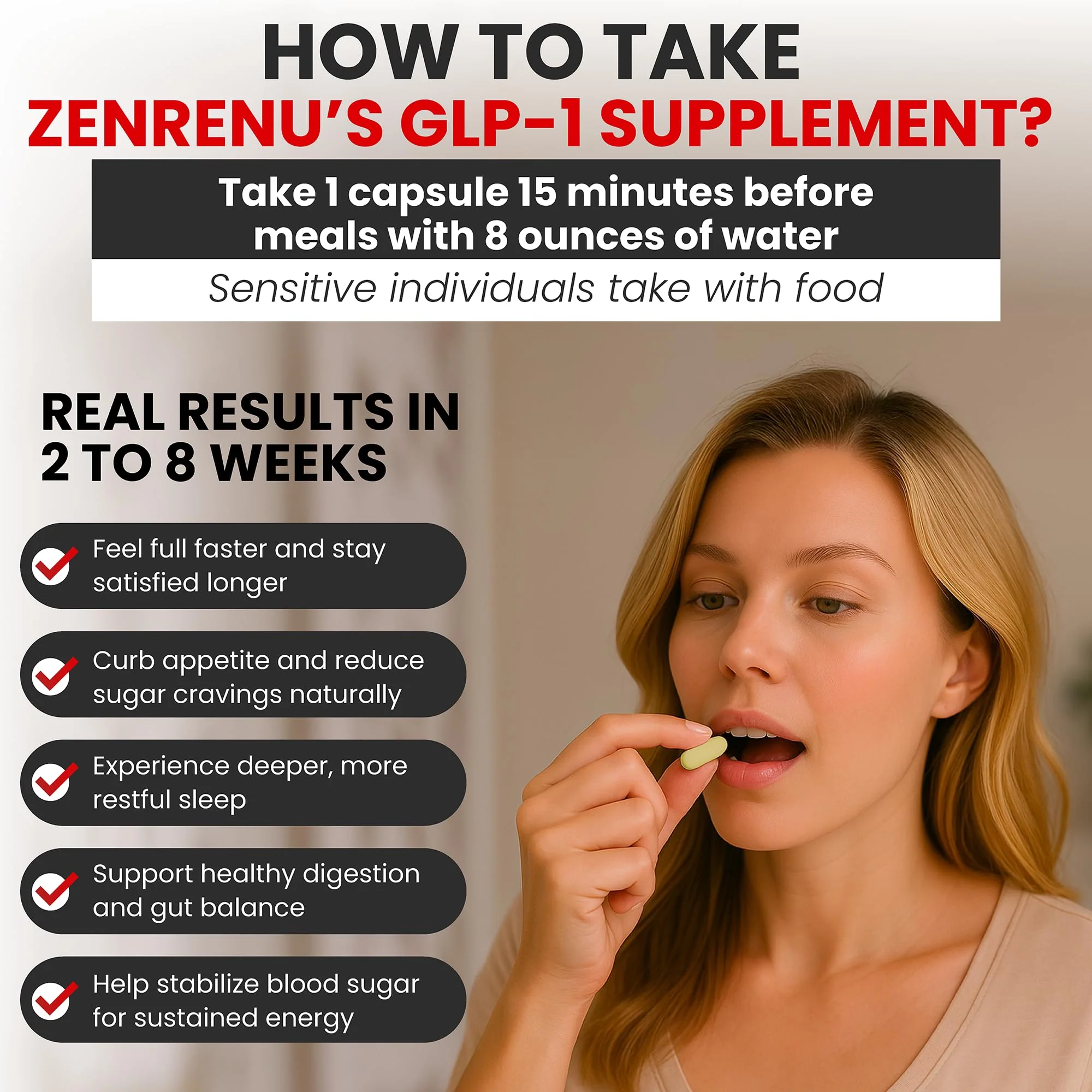 Zenrenu GLP-1 Supplement for Women-Natural Appetite,Craving & Loss Support – Akkermansia Probiotic, Super Berberine & Cinnamon,11-in-1 Gut & Metabolism Support - GLP1 Activate -60 Vegan Caps - Image 8