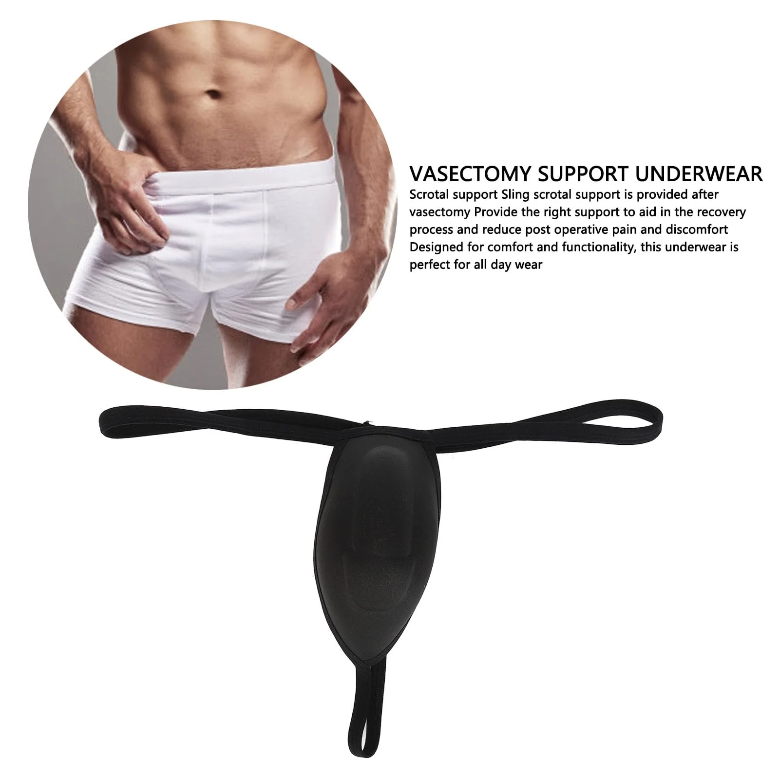 Zetiling High Elasticity Comfortable Scrotal Support Jock Strap Underwear for Vasectomy Recovery Gym Running Exercising (M), Medium - Image 7
