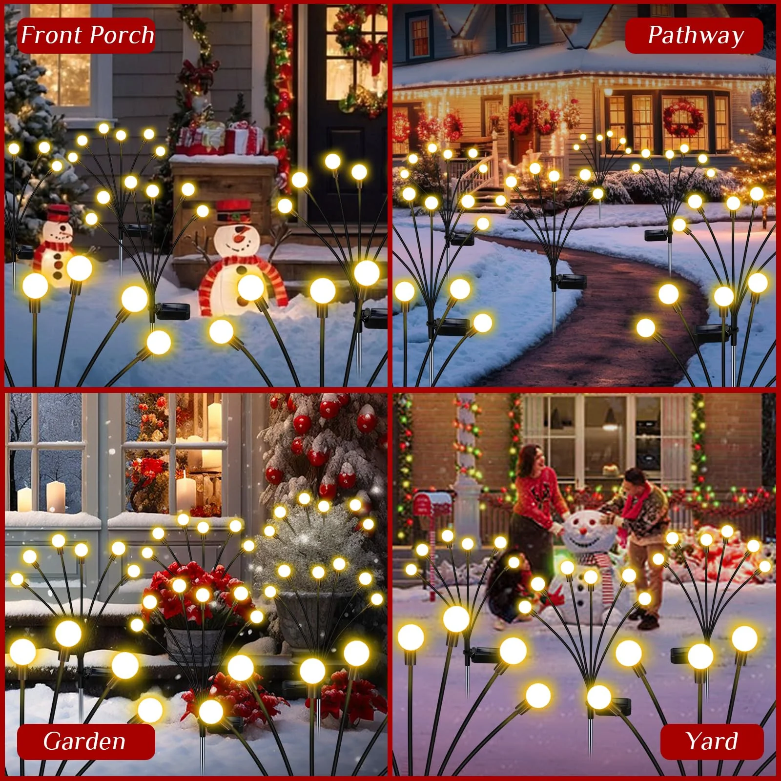 ZFNN Solar Garden Lights Outdoor, 4 Pack Firefly Swaying Lights, Waterproof Garden Decor for Yard Patio Pathway Lawn, Gardening Gifts for Women Christmas Decoration - Image 2