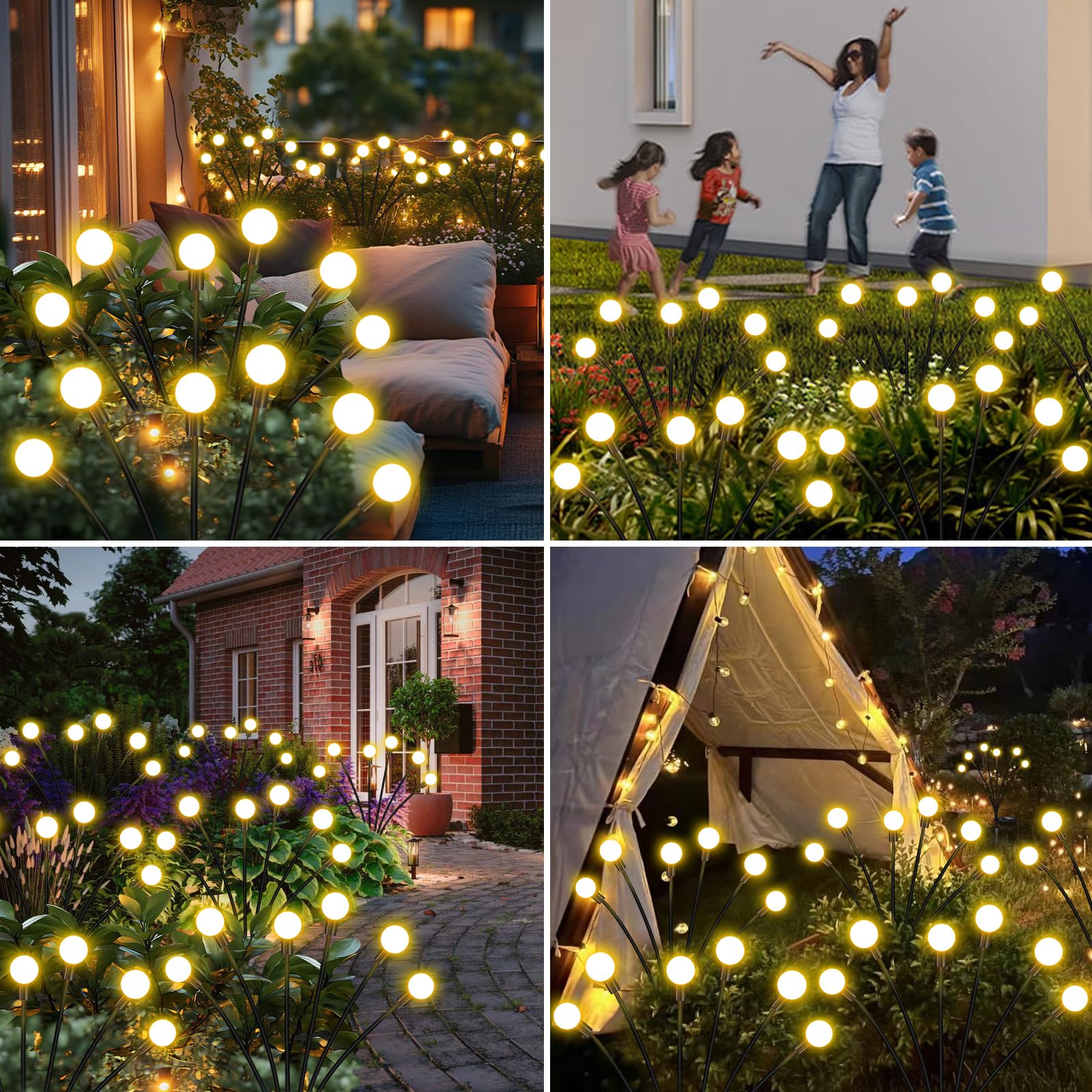 ZFNN Solar Garden Lights Outdoor, 4 Pack Firefly Swaying Lights, Waterproof Garden Decor for Yard Patio Pathway Lawn, Gardening Gifts for Women Christmas Decoration - Image 4