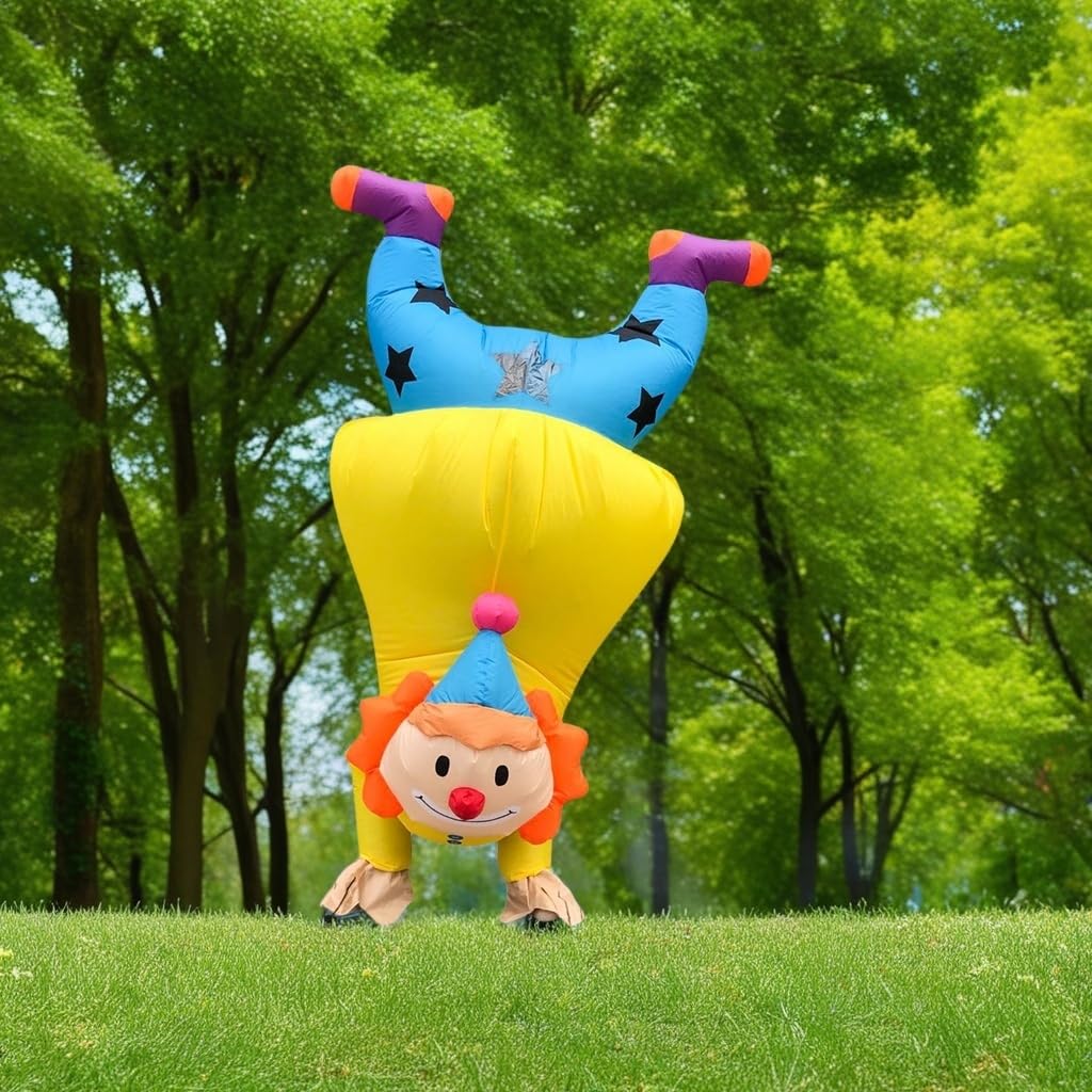 ZISUEX Clown Inflatable Costume Clown Blow Up Suit Party Game Halloween Yellow Clown Costume Cosplay Fancy Party Costume Christmas Xmas Jumpsuit - Image 3