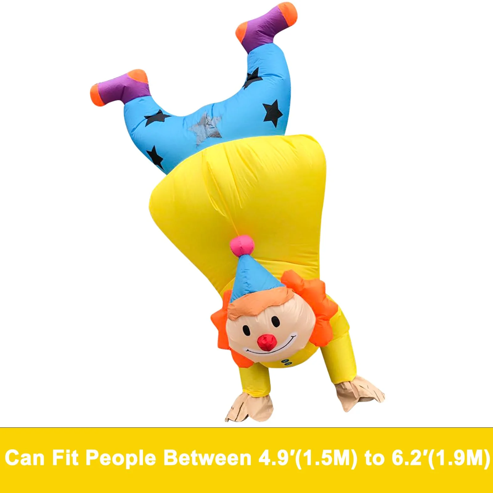 ZISUEX Clown Inflatable Costume Clown Blow Up Suit Party Game Halloween Yellow Clown Costume Cosplay Fancy Party Costume Christmas Xmas Jumpsuit - Image 5